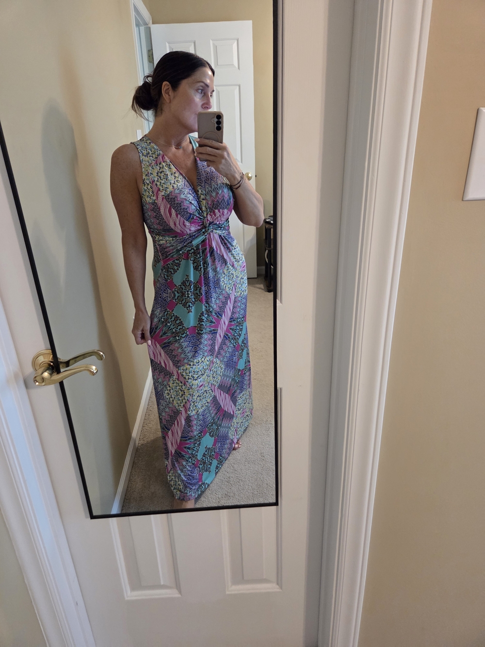 Veronica M Pink, Teal & Purple Twist-Front Maxi Dress - Picture 2 of 5
